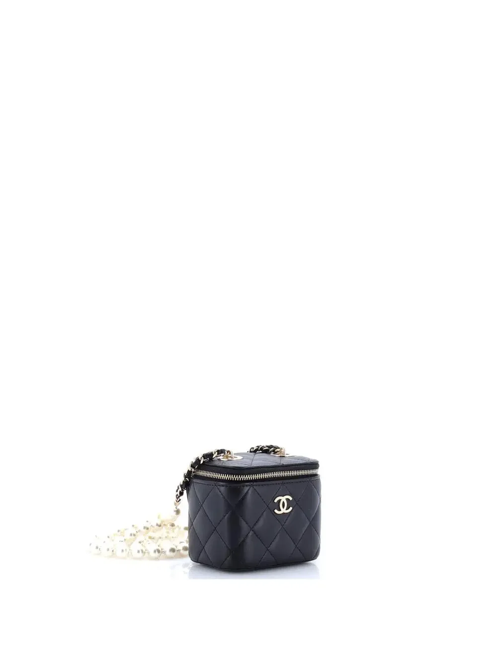 Chanel Vanity Case With Pearl Chain #241956C25B